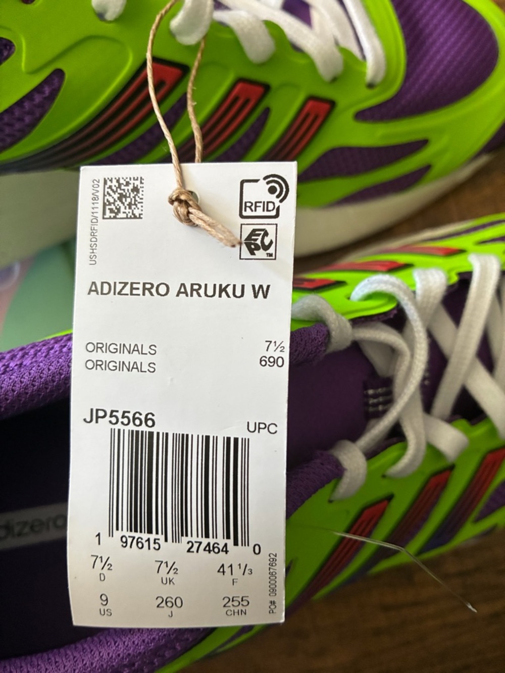 Adidas Adizero Aruku /Active Purple Solar Green" colorway / Women Size 9 / NWT - Picture 12 of 12